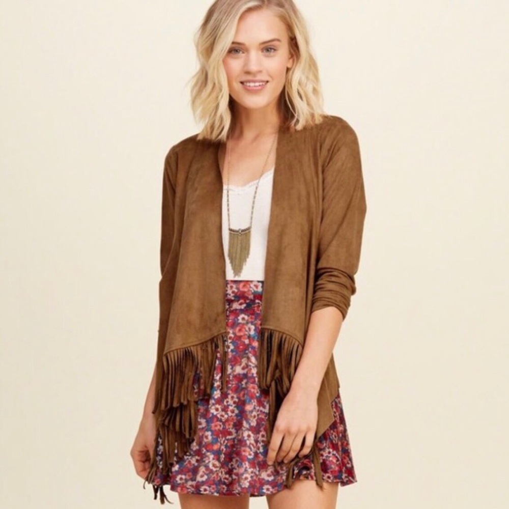 Bohemian cowboy fringe suede cardigan